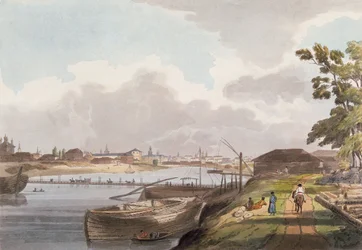 View of the City of Moscow from the Banks of the Mosqua and near the Convent of Spas na Novoi, plate 2 from Historical Sketch of Moscow